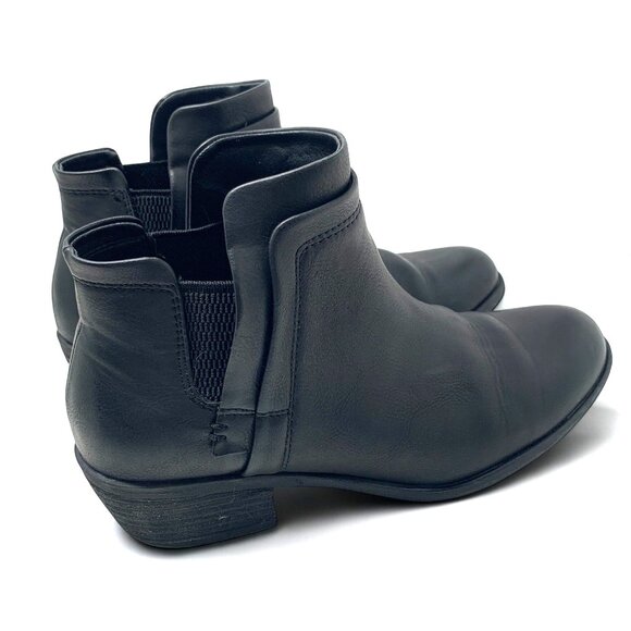 B.O.C. Black Leather Ankle Boots Western Styling 2" Block Heel Size 9.5M - Picture 5 of 9